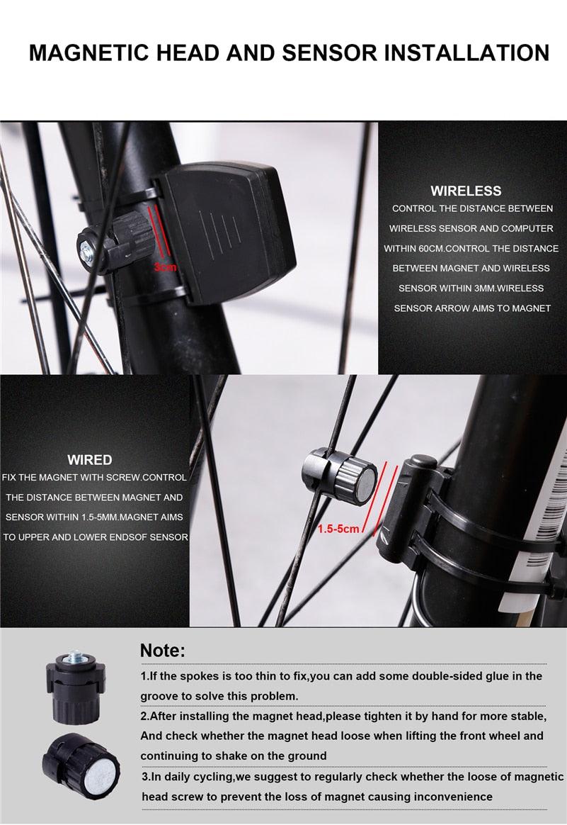 Wireless Bike Computer Speedometer with Large LCD Backlight Display