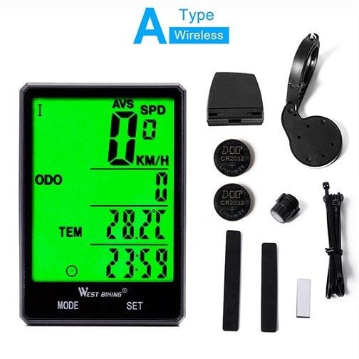 Wireless Bike Computer Speedometer with Large LCD Backlight Display