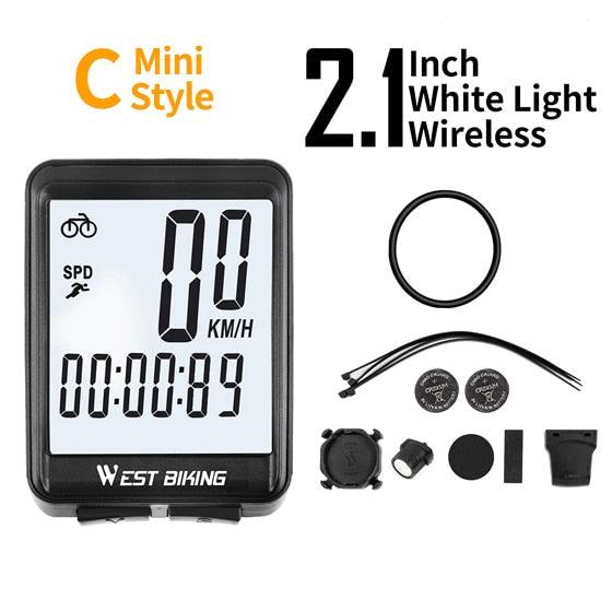Wireless Bike Computer Speedometer with Large LCD Backlight Display