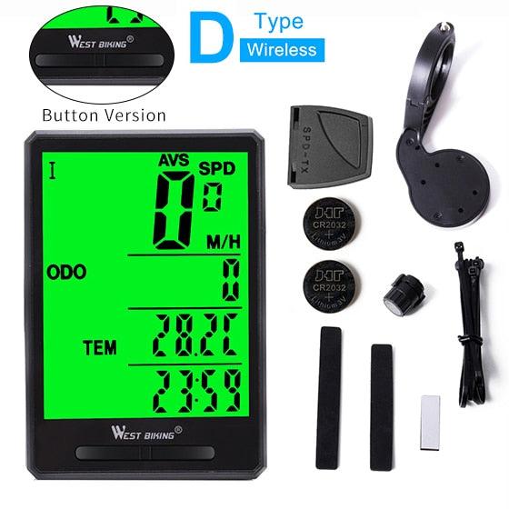 Wireless Bike Computer Speedometer with Large LCD Backlight Display