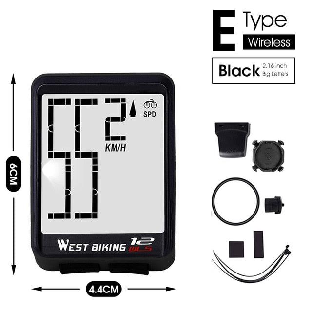 Wireless Bike Computer Speedometer with Large LCD Backlight Display