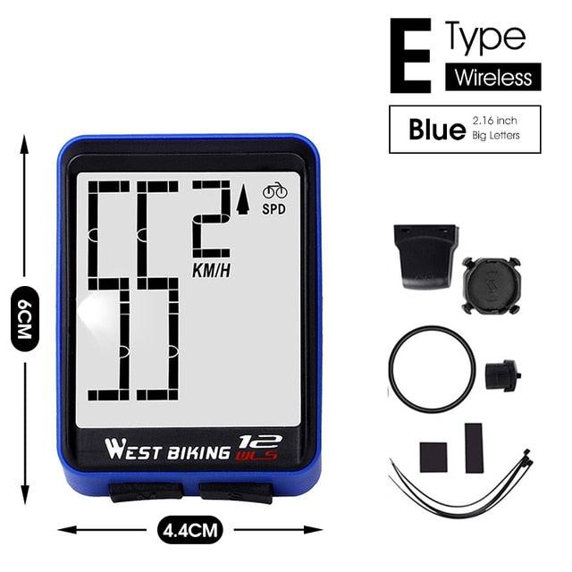 Wireless Bike Computer Speedometer with Large LCD Backlight Display