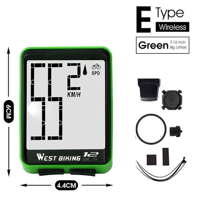 Wireless Bike Computer Speedometer with Large LCD Backlight Display