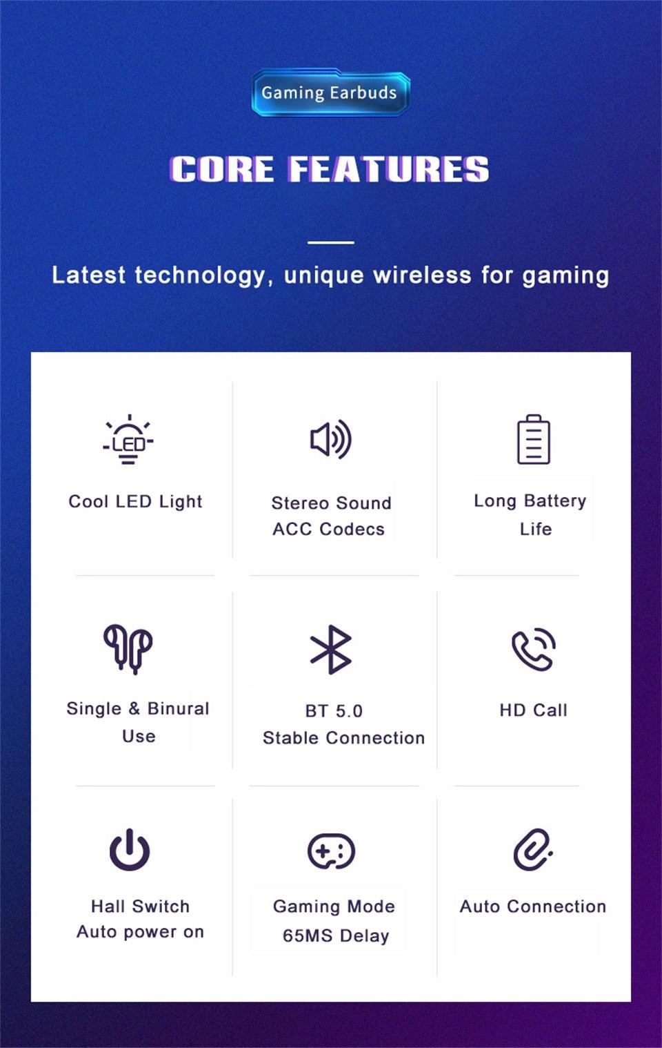 Low Latency Wireless Gaming Earbuds with Touch Control