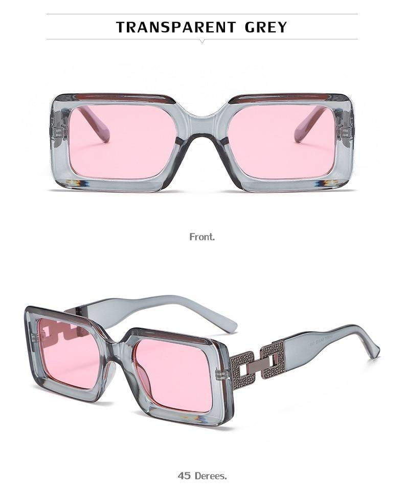 Retro Small Rectangle Sunglasses for Women and Men Hip Hop Style