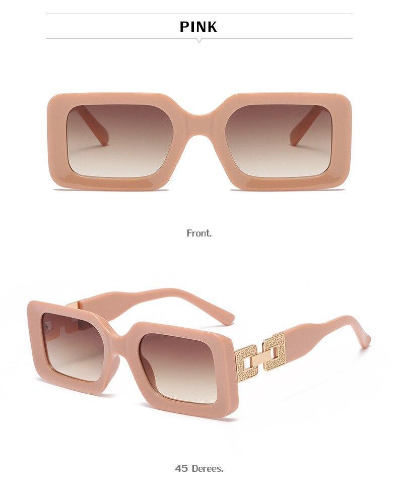 Retro Small Rectangle Sunglasses for Women and Men Hip Hop Style