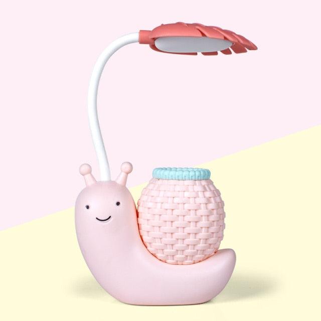 Cute Snail LED Desk Lamp with Pen Holder & Eye Protection