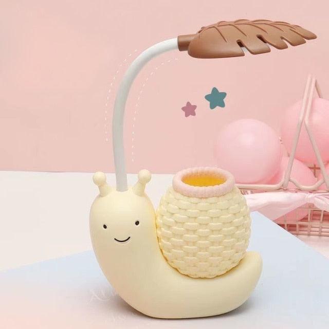 Cute Snail LED Desk Lamp with Pen Holder & Eye Protection