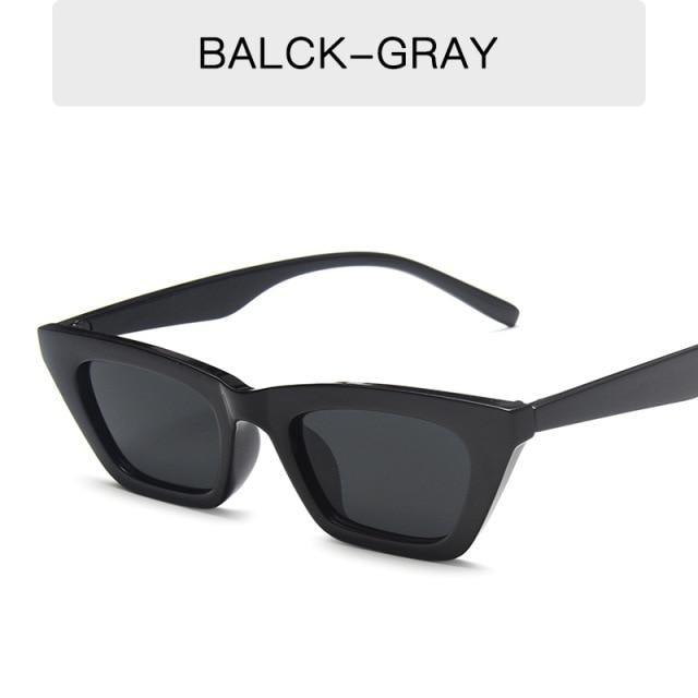 Retro Slim Cat Eye Sunglasses for Women, Vintage Black Frames