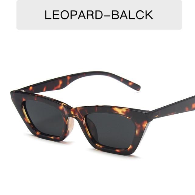 Retro Slim Cat Eye Sunglasses for Women, Vintage Black Frames