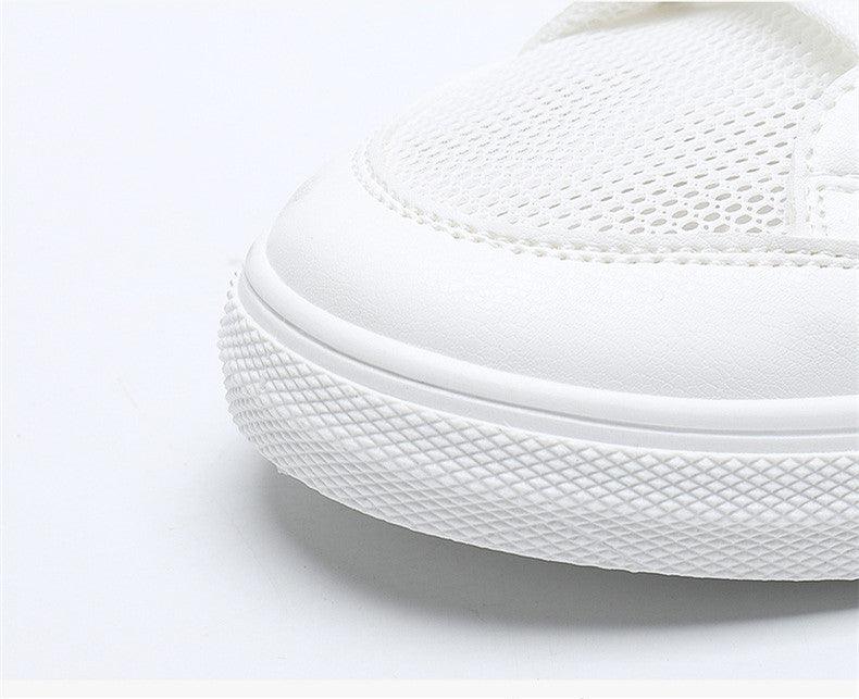 Women's White Mesh Breathable Casual Walking Sneakers Flat Shoes
