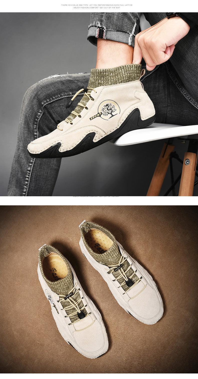 Men's Beige Canvas Casual Walking Sneakers Lightweight Sports Flats