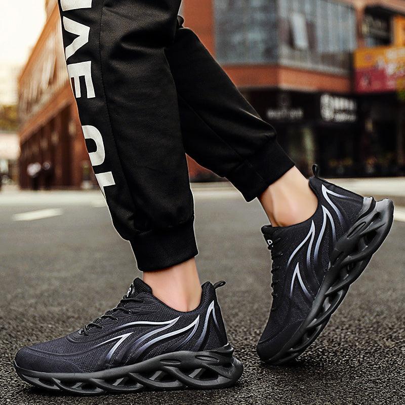 Men's Flame Print Breathable Mesh Running Sneakers Lightweight