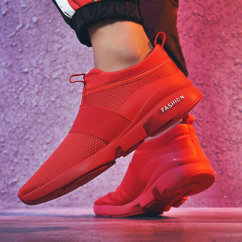 Red Lightweight Breathable Mesh Sneakers for Walking & Workout