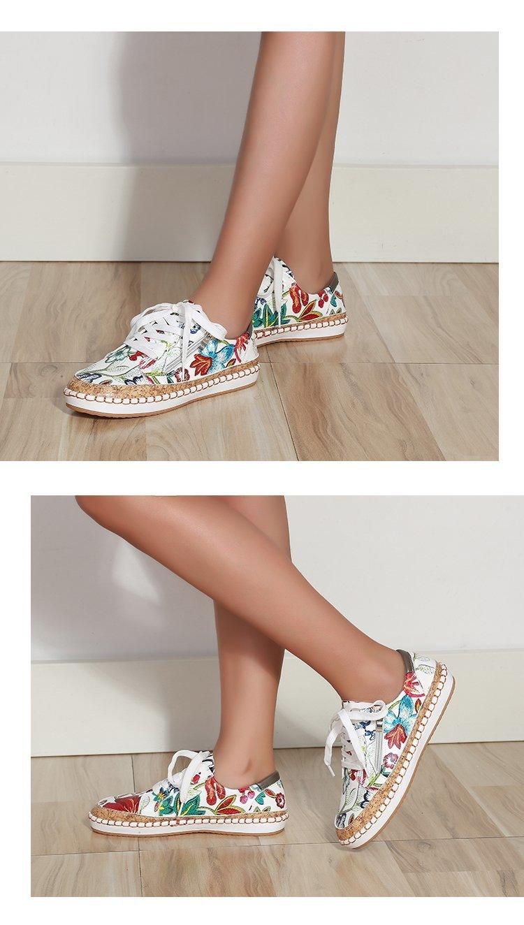 Women's Floral Print Lace-Up Casual Sneakers Summer Walking Shoes