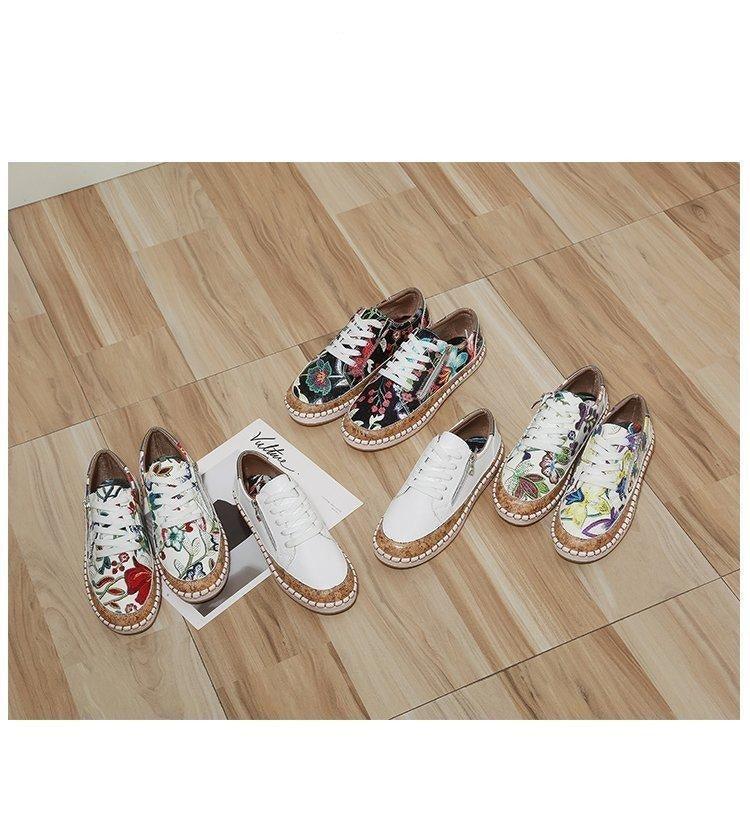 Women's Floral Print Lace-Up Casual Sneakers Summer Walking Shoes