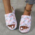 Floral Print Faux Fur Open-Toe Women's House Slippers