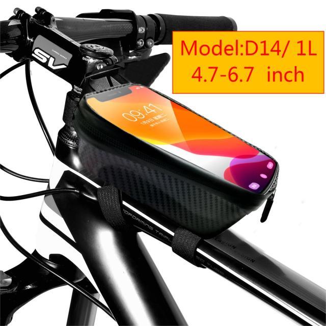 Waterproof Bike Frame Bag with Touchscreen Phone Mount - Black