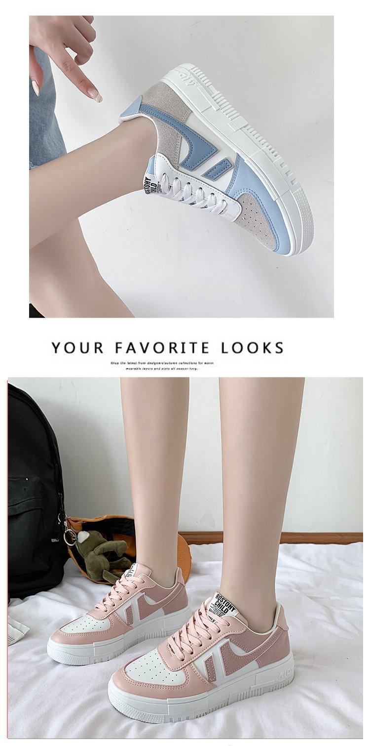 Women's White Casual Lace-Up Sneakers, Breathable Platform Shoes
