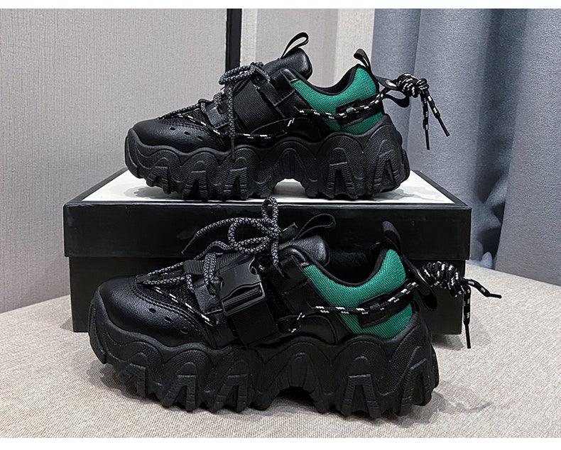 Blue Platform Sneakers Women Casual Lace Up Walking Shoes
