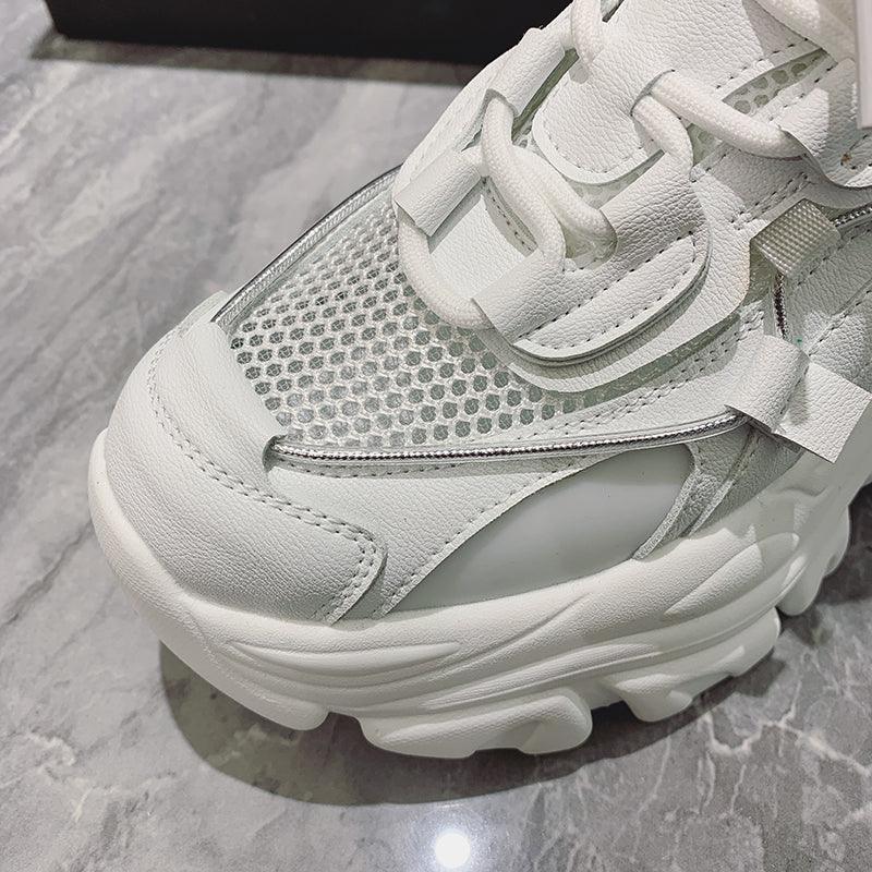 Women's Thick Platform Tennis Sneakers - White Lightweight Shoes