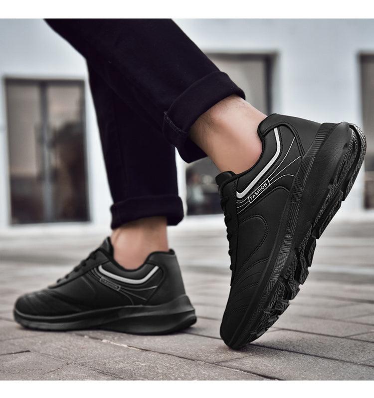 Mens Leather Casual Sneakers - Durable Athletic Sport Shoes