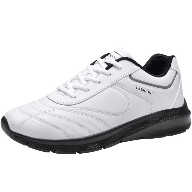 Mens Leather Casual Sneakers - Durable Athletic Sport Shoes