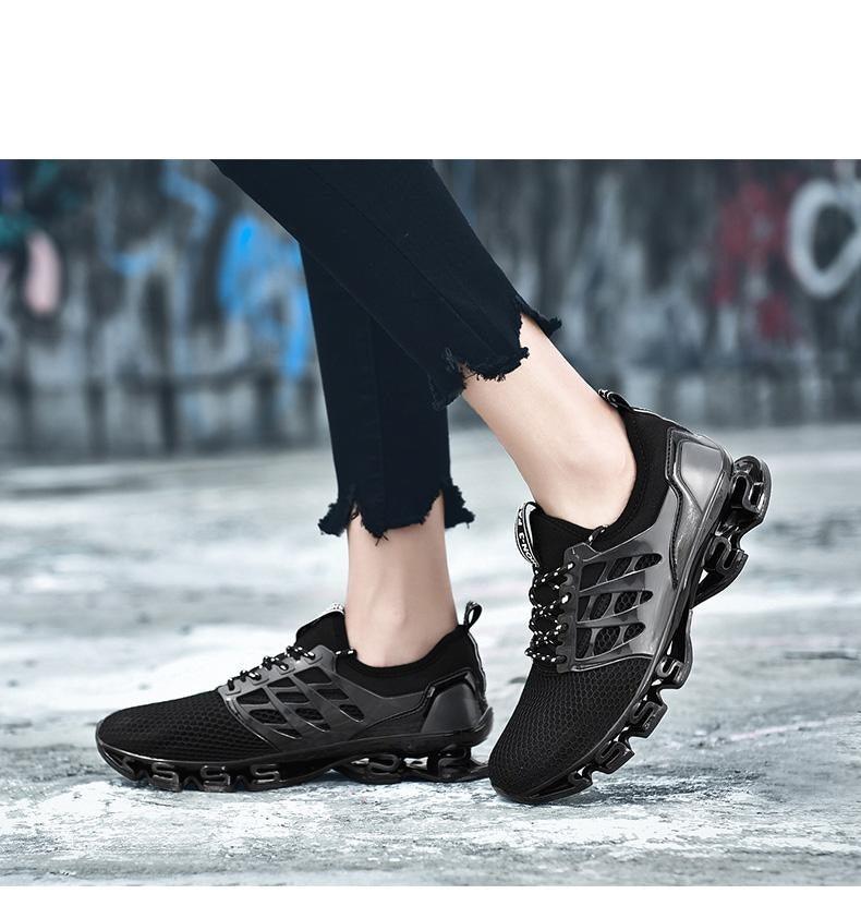 Men's Black Breathable Knit Running Trainers Lightweight Sneakers