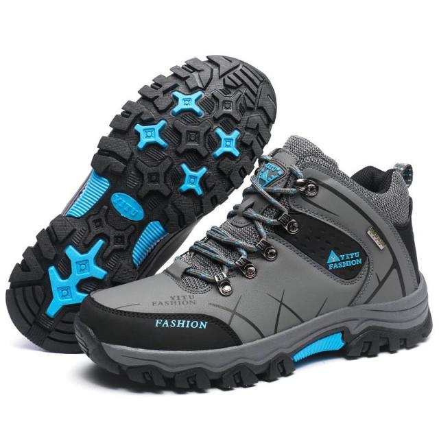 Mens Waterproof Leather Winter Snow Boots Outdoor Hiking Shoes