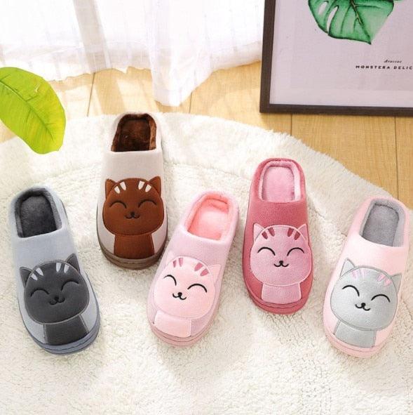 Plush Cat Animal Indoor House Slippers with Memory Foam Comfort