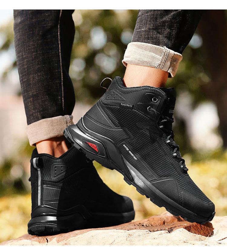Men's Waterproof Plush Lined Hiking Boots Non-Slip Winter Shoes