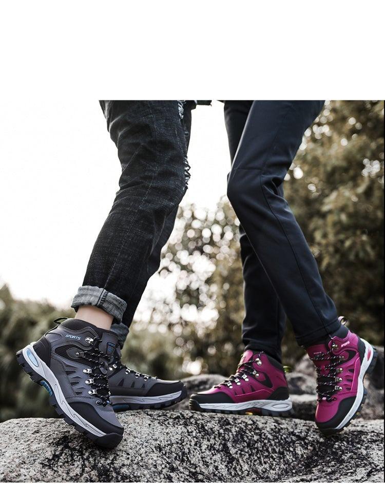 Unisex High-Top Leather Hiking Boots Breathable Non-Slip Shoes
