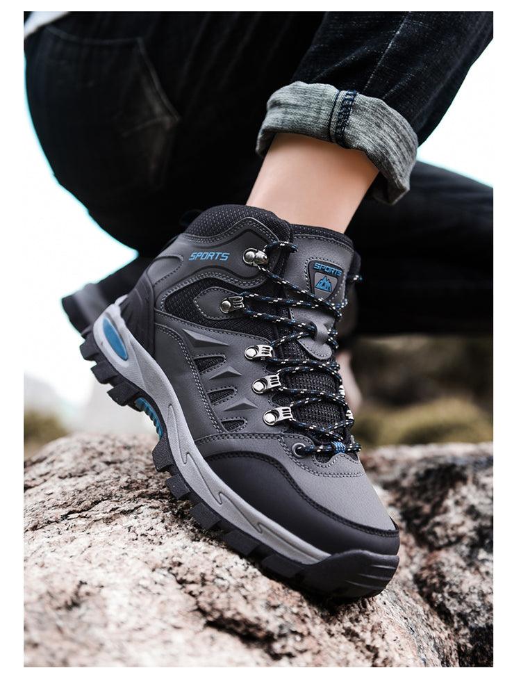 Unisex High-Top Leather Hiking Boots Breathable Non-Slip Shoes