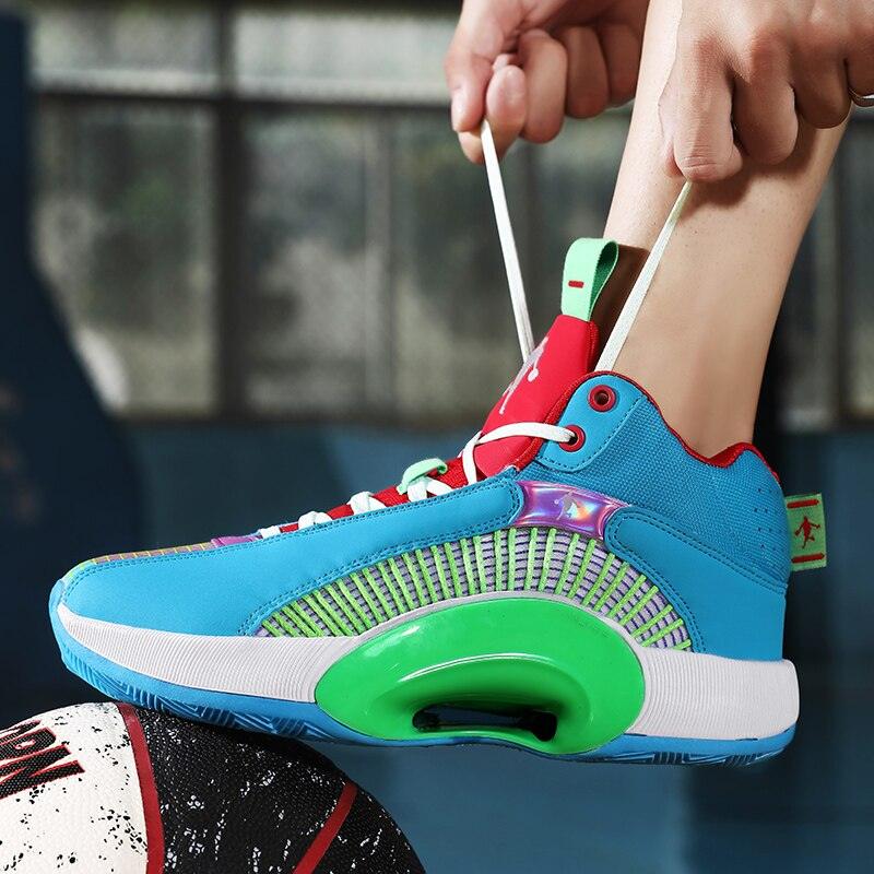 Men's Breathable Basketball Sneakers – Cushioned Street Sports Shoes