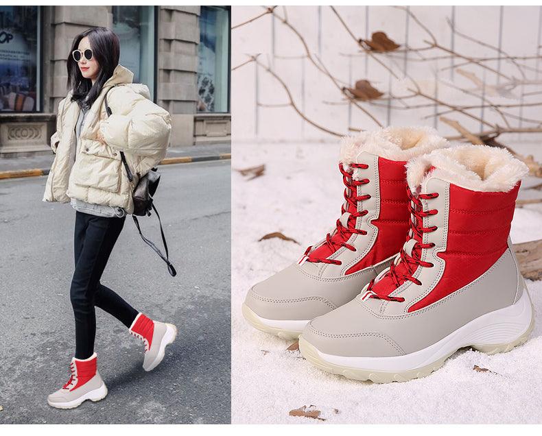 Women’s Waterproof Leather Winter Hiking Boots – Fur Lined Warm