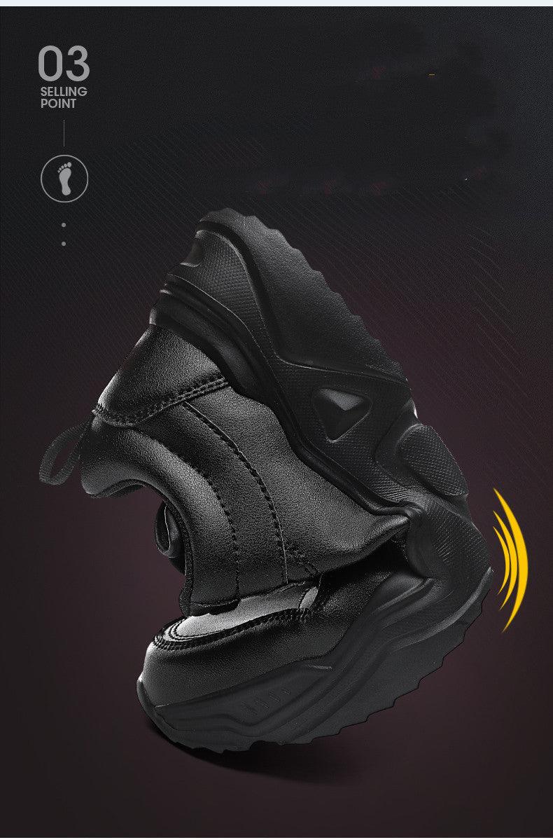 Men's Black Plush Lined Winter Sneakers - Leather Casual Trainers