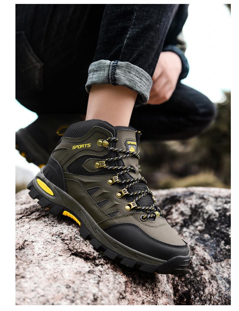 Mens Waterproof Winter Snow Boots, Warm Lined Ankle Hiking Boots