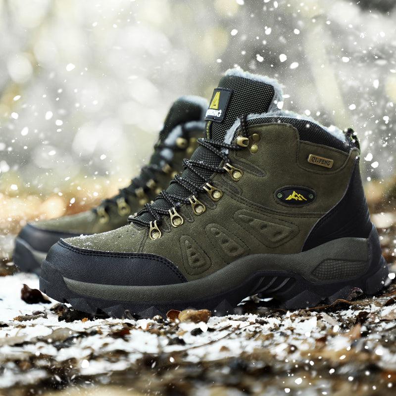 Mens High Top Winter Hiking Boots Non-Slip Warm Snow Ankle Shoes