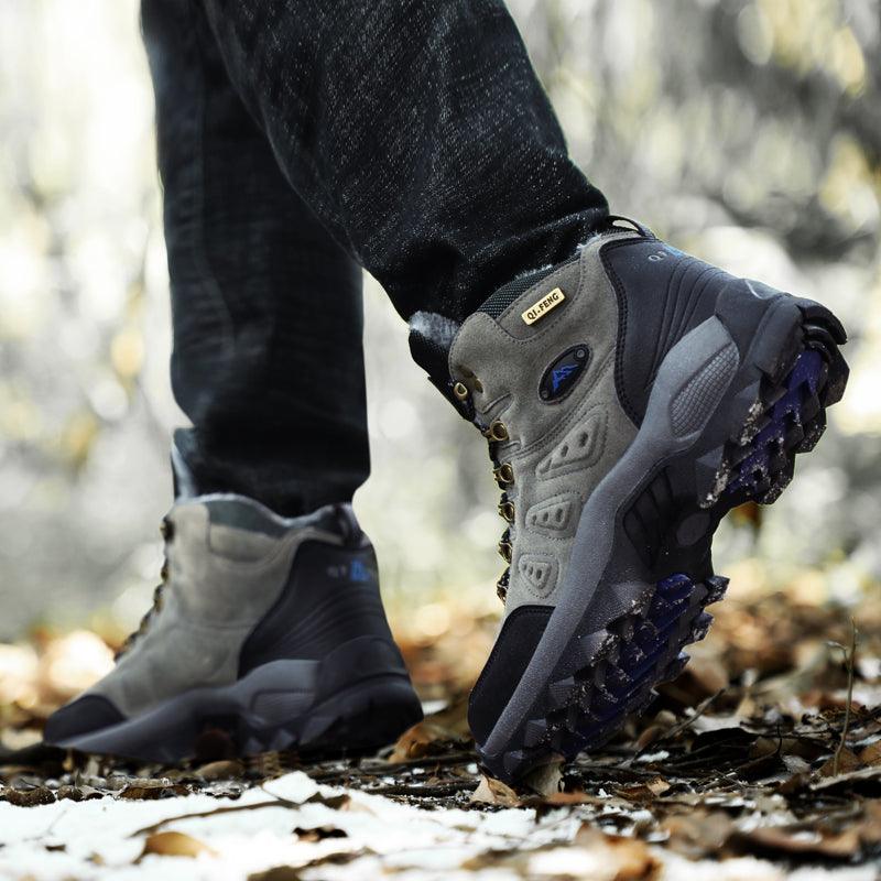 Mens High Top Winter Hiking Boots Non-Slip Warm Snow Ankle Shoes