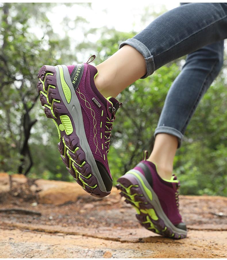 Women's Leather Hiking Boots, Anti-Slip Ankle Shoes for Winter