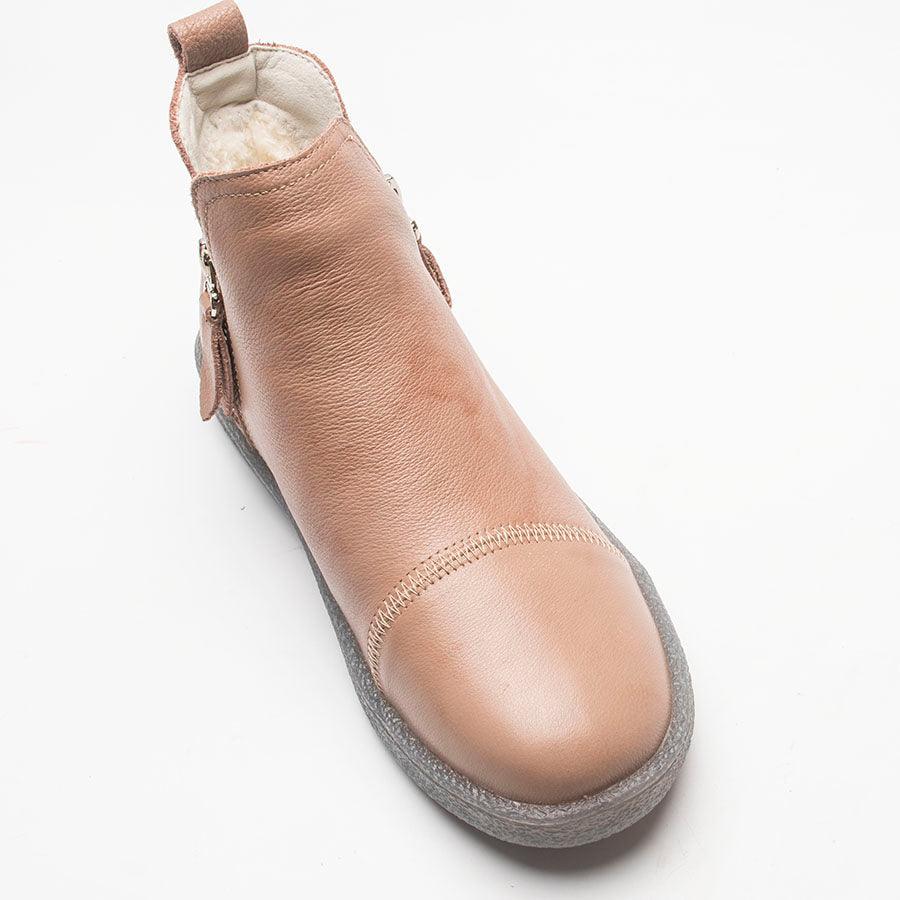 Genuine Leather Waterproof Winter Ankle Boots with Faux Fur Lining