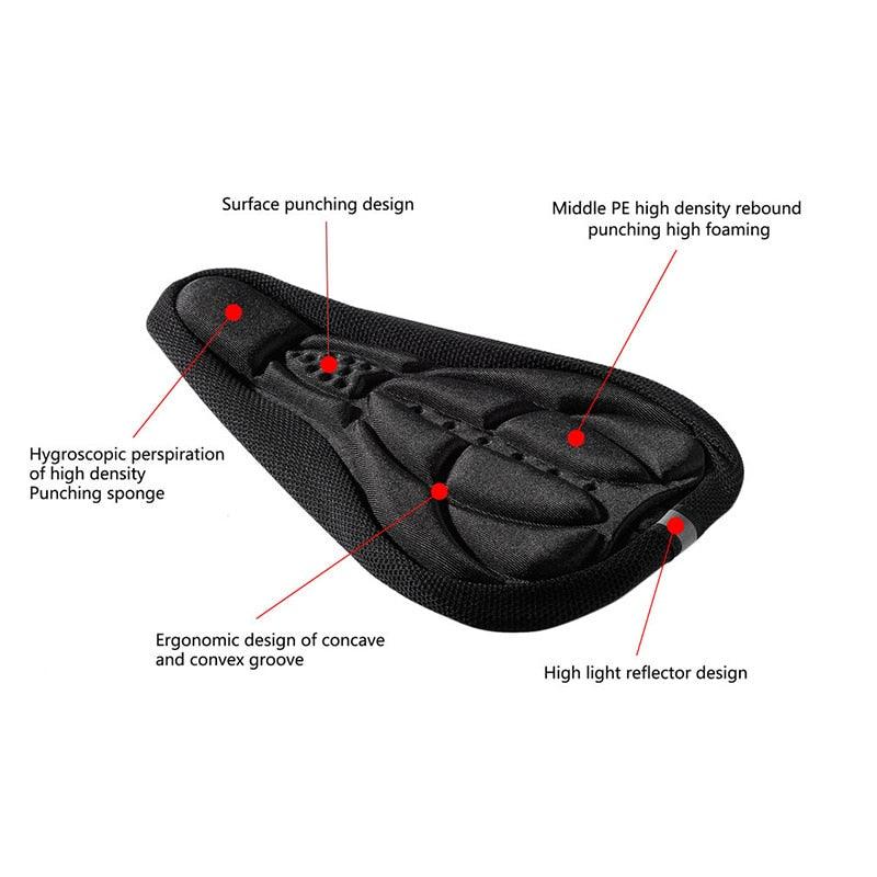 Ergonomic 3D Breathable Bike Saddle Cover with Reflective Strips