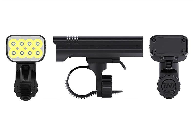 USB Rechargeable 8 LED Bicycle Headlight 10000mAh Bike Light