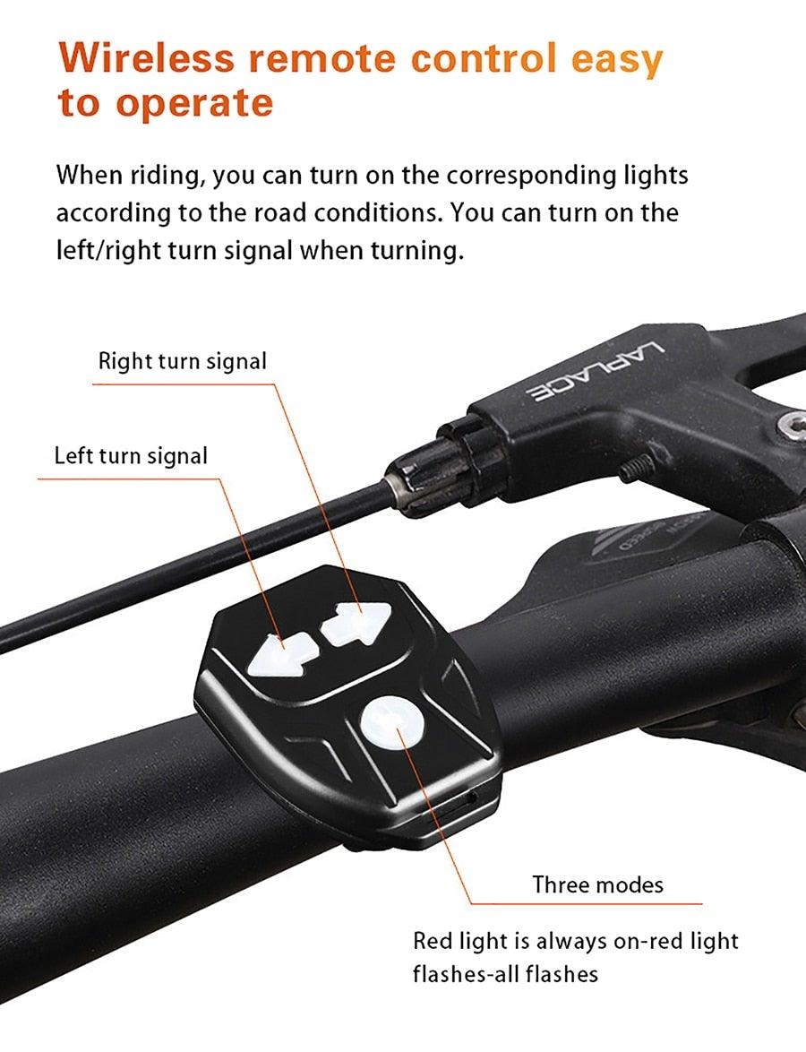 Wireless Remote Bike Turn Signal LED Tail Light for Night Cycling