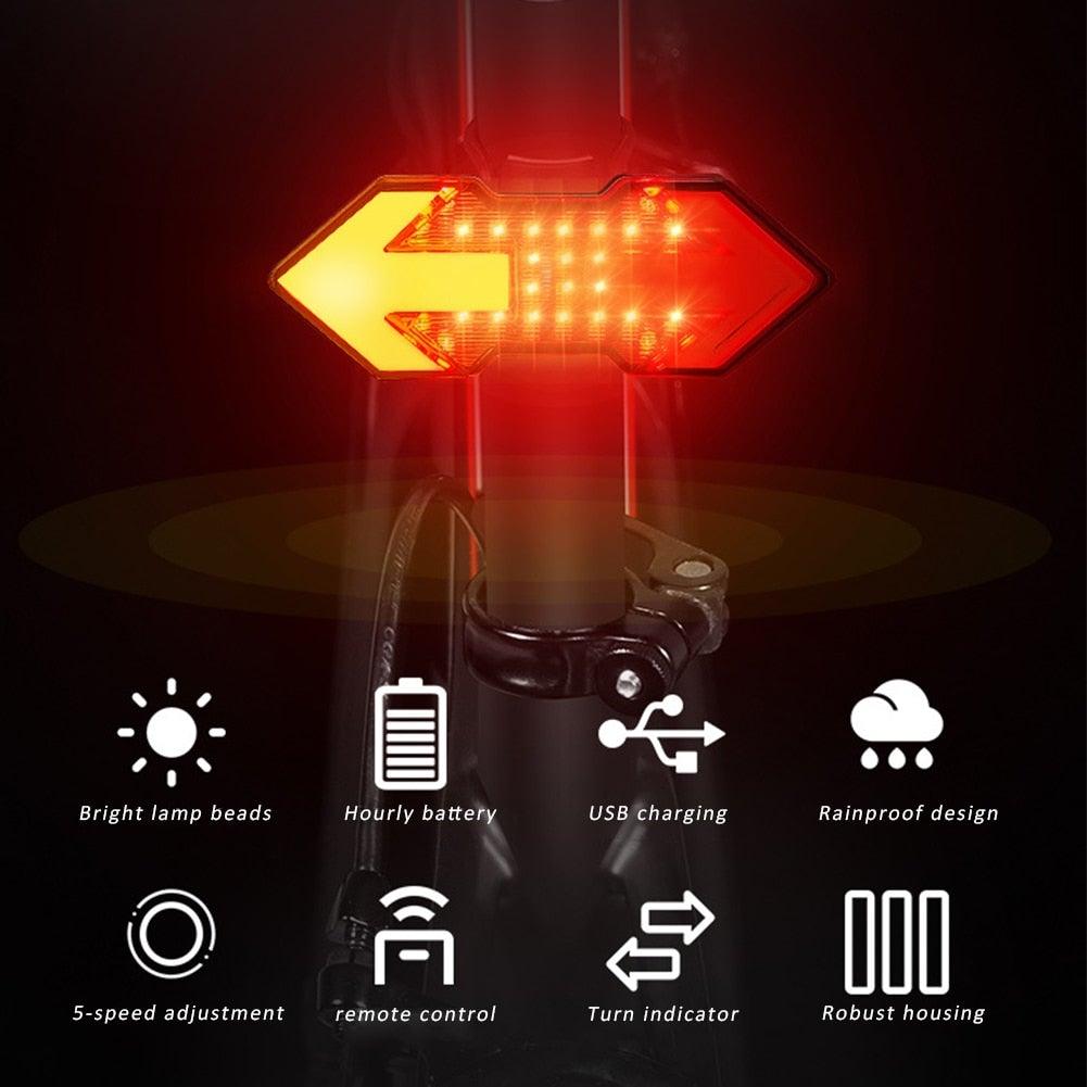 Wireless Smart LED Bike Tail Light with Remote Turn Signals