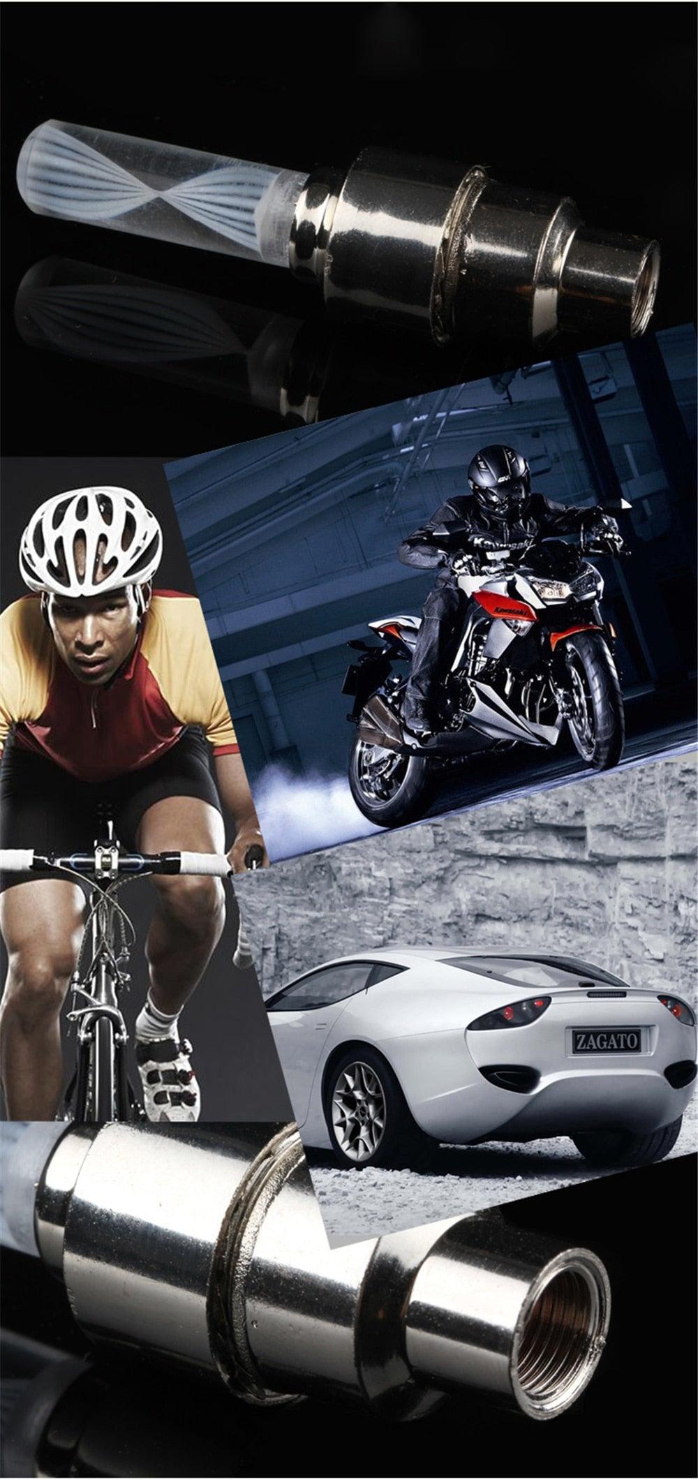LED Neon Bike Wheel Valve Cap Lights for Cycling Safety and Decor