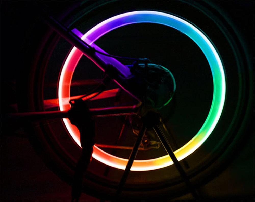 LED Neon Bike Wheel Valve Cap Lights for Cycling Safety and Decor