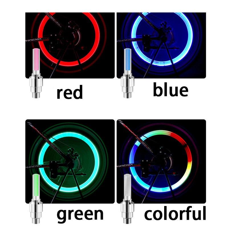LED Bicycle Tire Valve Lights - Ultralight Motion-Activated Set
