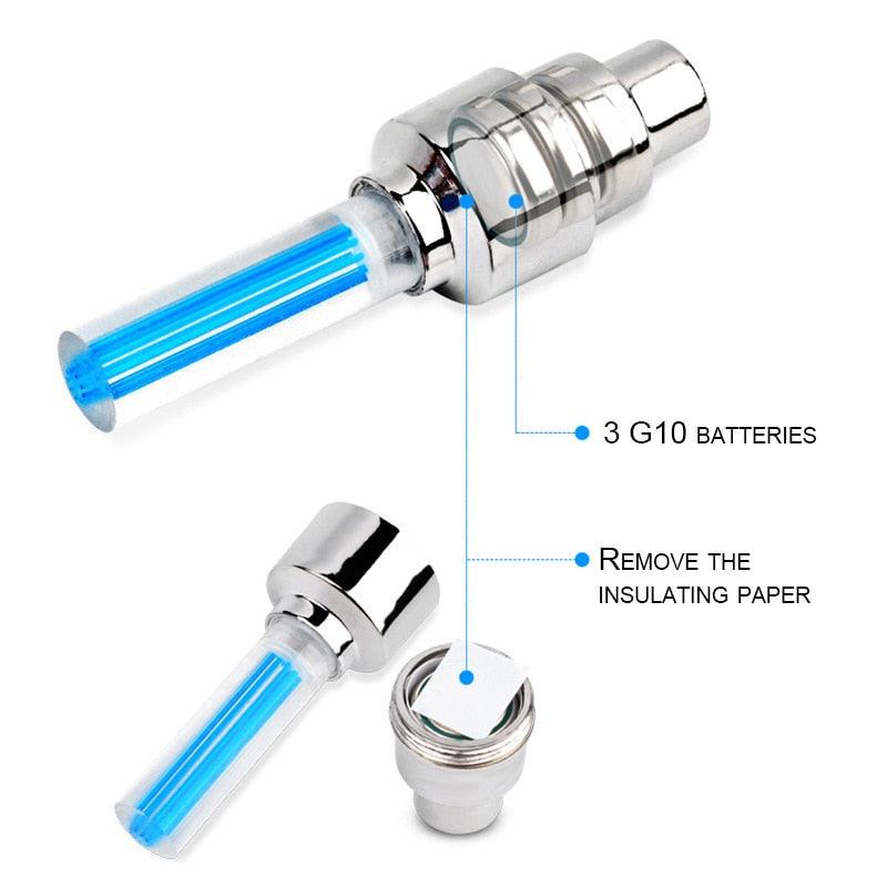 LED Bicycle Tire Valve Lights - Ultralight Motion-Activated Set