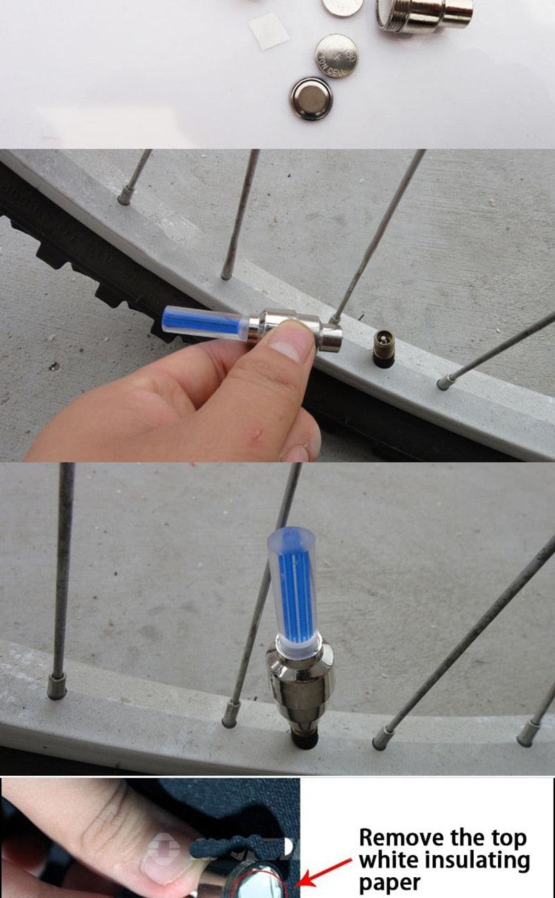 LED Bicycle Tire Valve Lights - Ultralight Motion-Activated Set